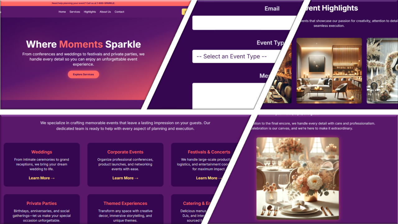 Event platform interface - left half